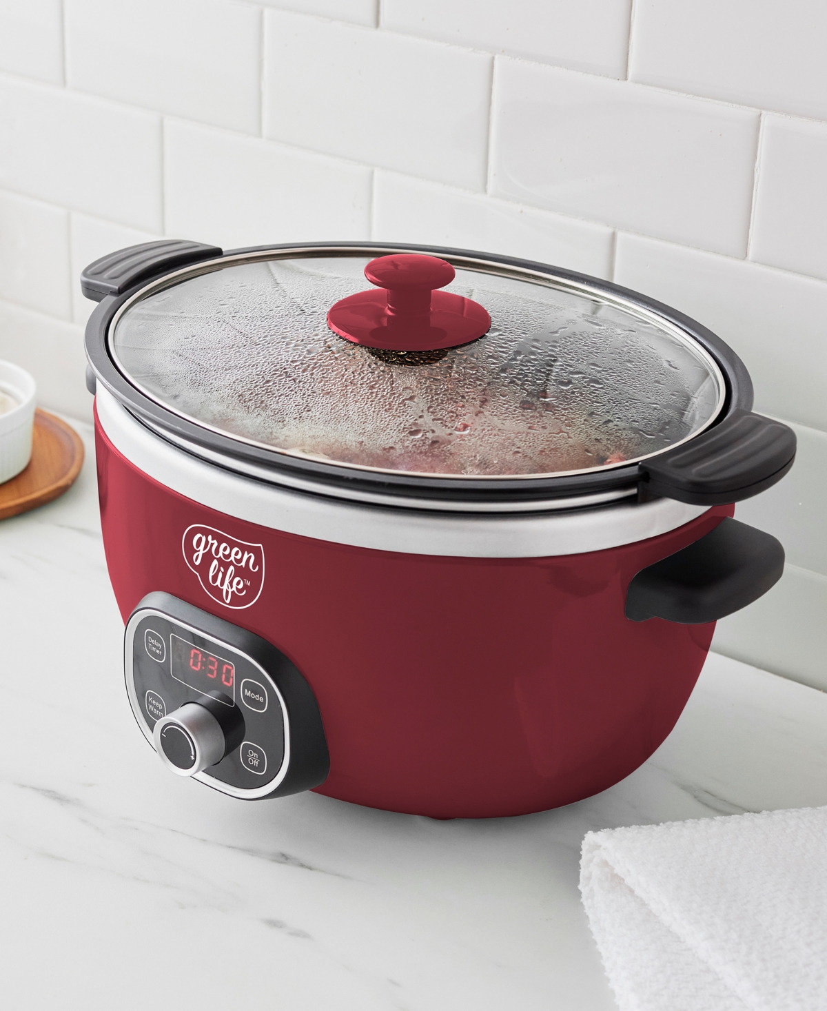 Greenlife Ceramic Nonstick Healthy Cook Duo Slow Cooker In Red