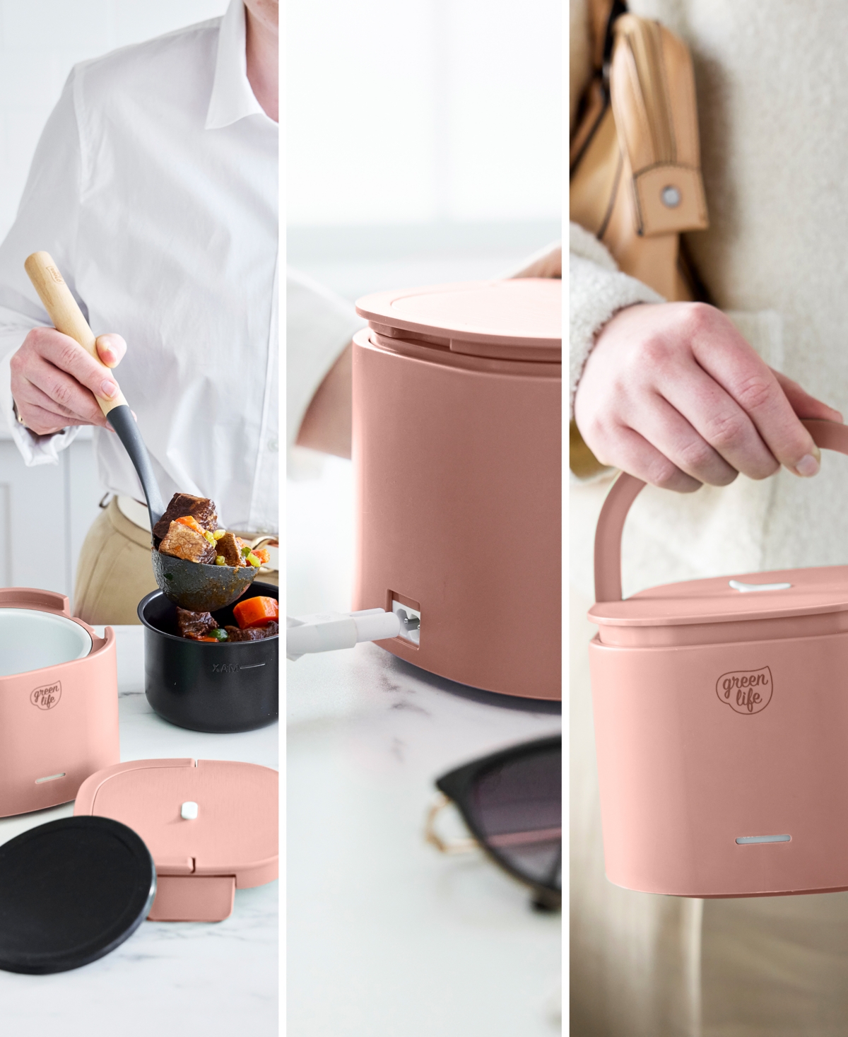 Greenlife 20 oz Healthy Electric Lunch Box In Dusty Rose