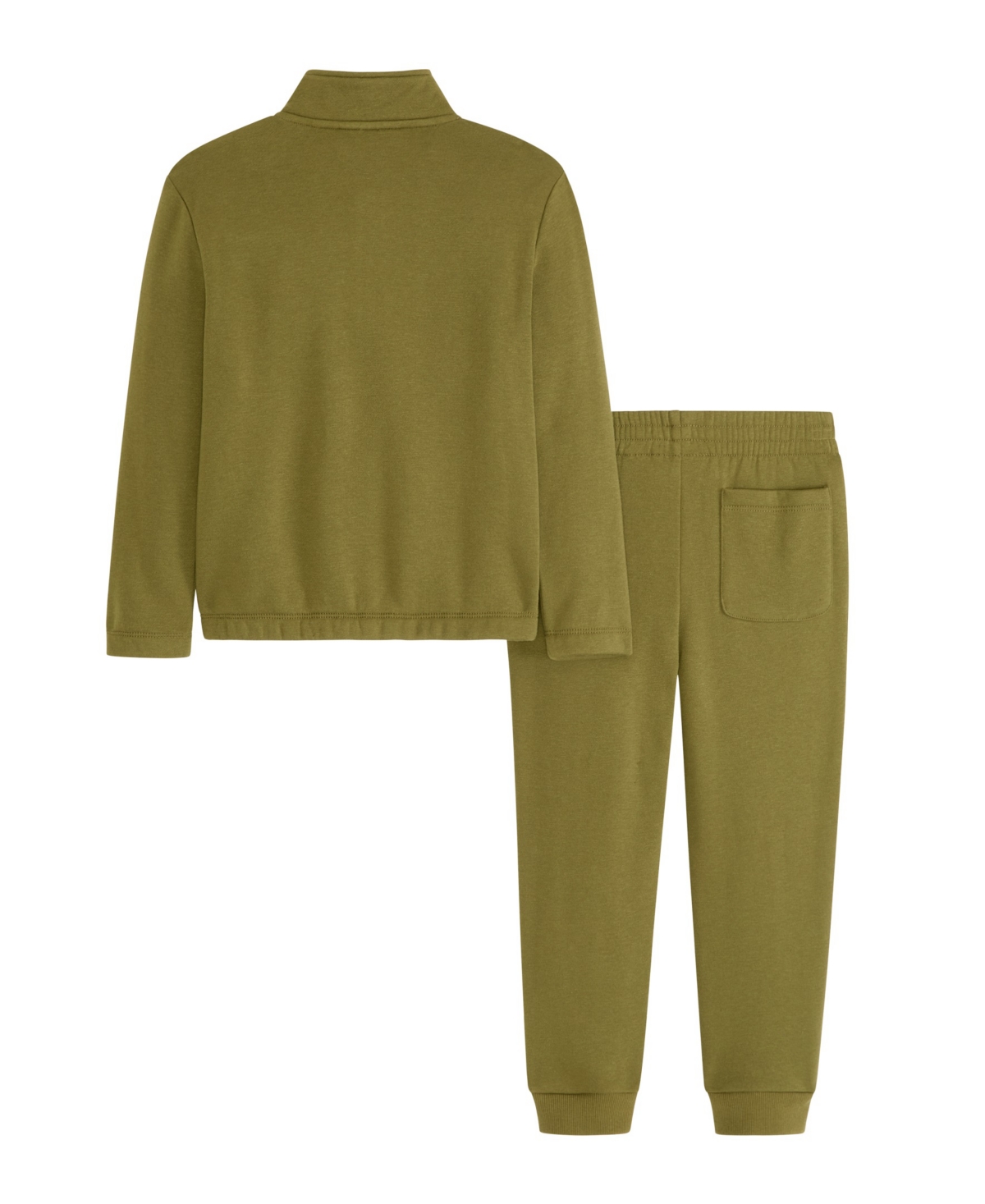 Scotch & Soda Little Boys 1/4 Zip Fleece Pullover Sweatshirt And Jogger, 2-piece Set In Moss Green