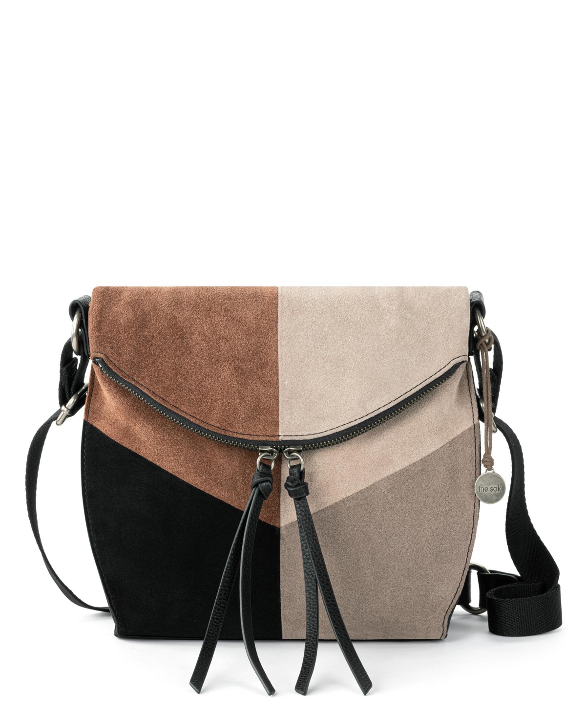 Silverlake Leather Crossbody Bag - Neutral Suede Block