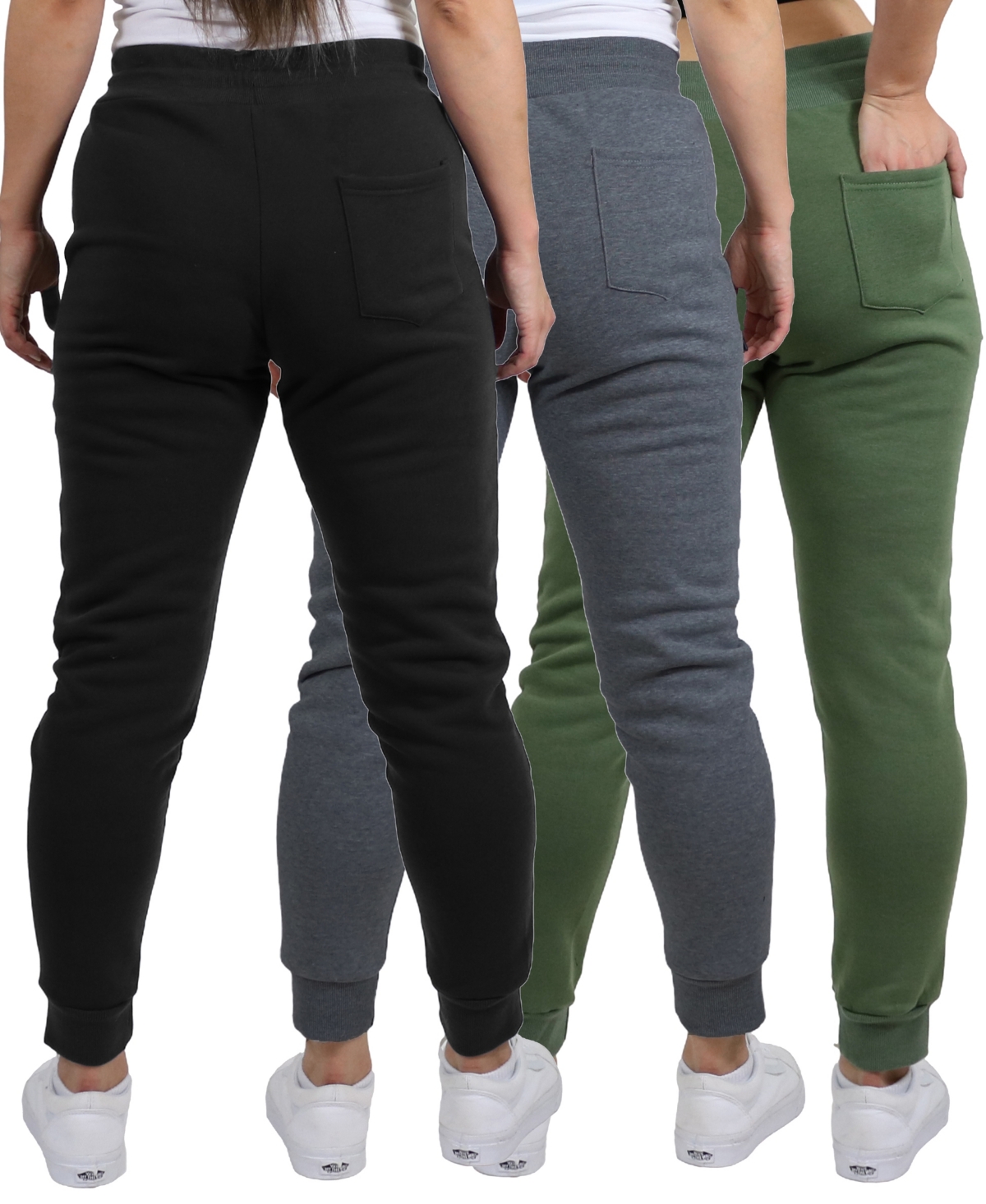 Shop Galaxy By Harvic Women's Pro Star Modern Fit Fleece Lined Joggers In Black-charcoal-olive