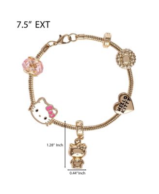 Sanrio 7'' Fashion Charm Bead Bracelet with Pink and Gold Tone Enamel Beads