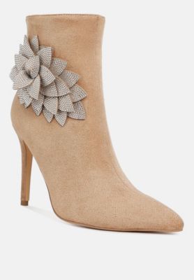 Womens Yarrow Rhinestones Petal Detail Boots