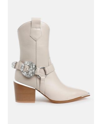 Woodstock Diamante Embellished Pin Buckle Boots