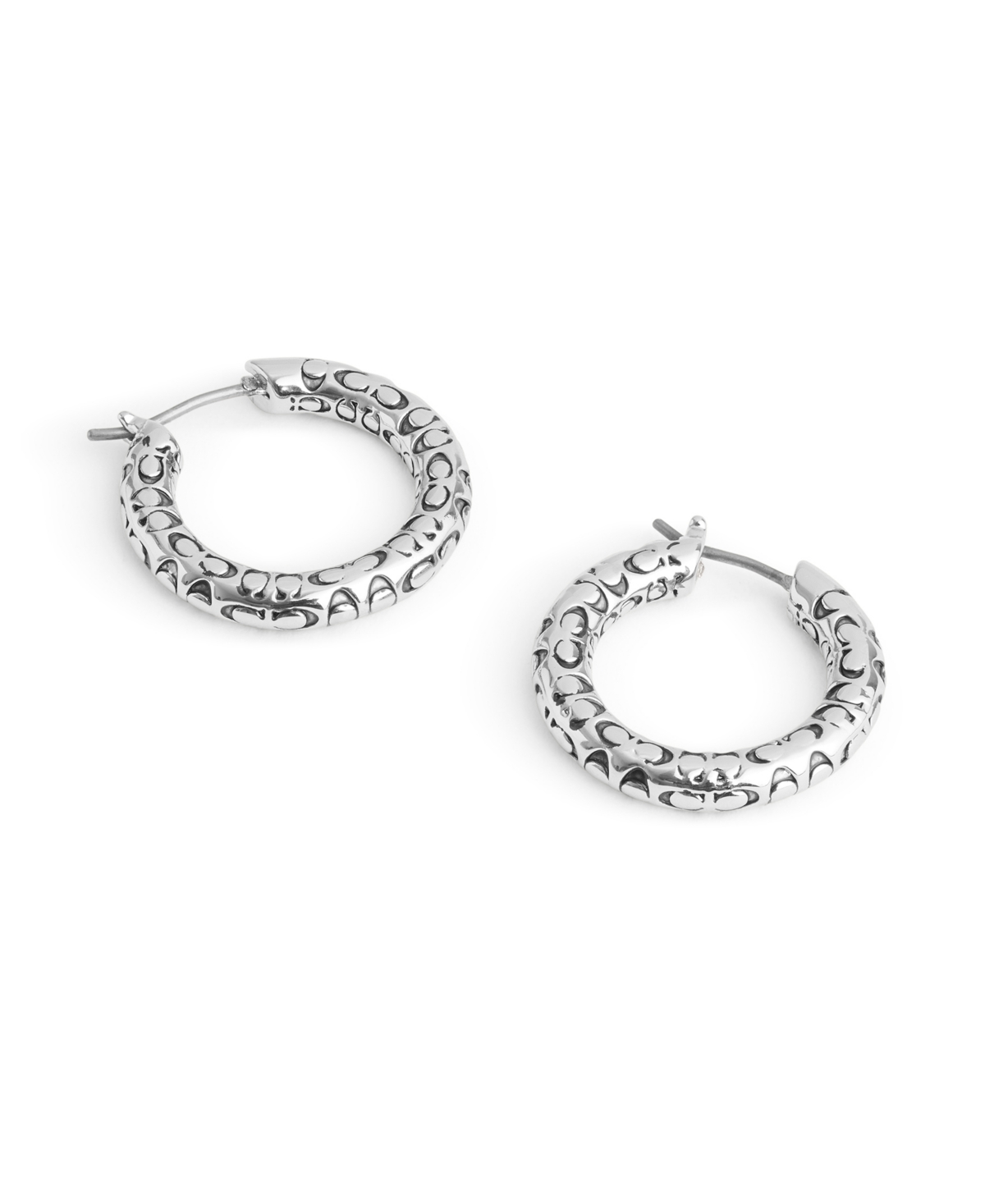 Coach Faux Stone Signature Quilted Hoop Earrings