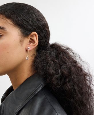 COACH Faux Stone Signature Pavé C Linear Earrings