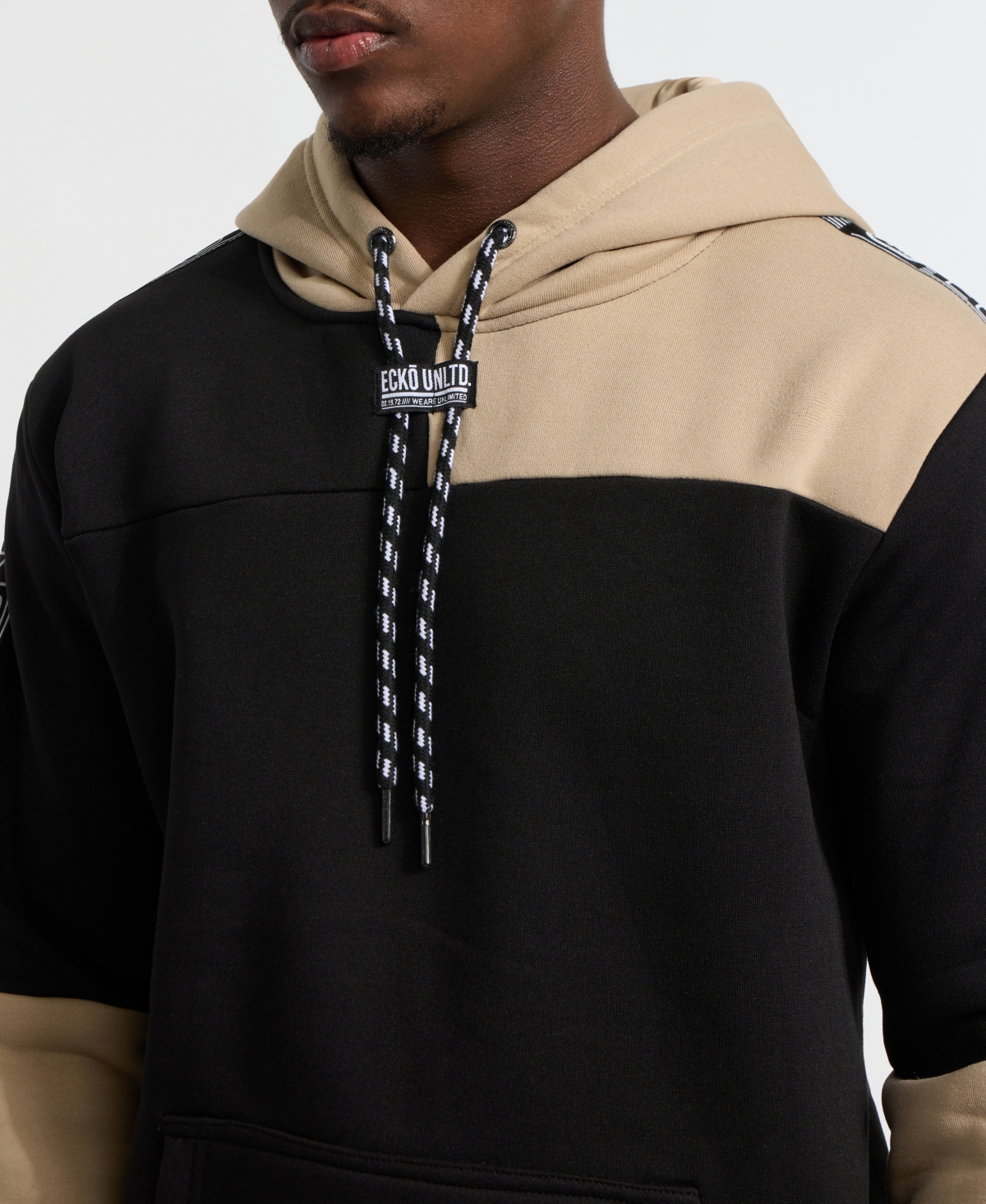 Ecko Unltd Men's Half Block Hoodie In Black,taupe