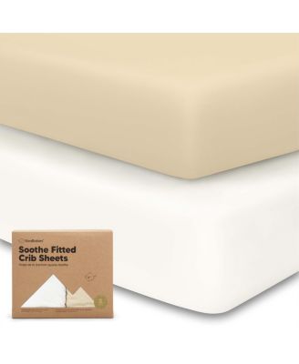 2pk Soothe Fitted Crib Sheets Neutral, Baby Crib Sheets, Fits Standard Nursery Baby Mattress