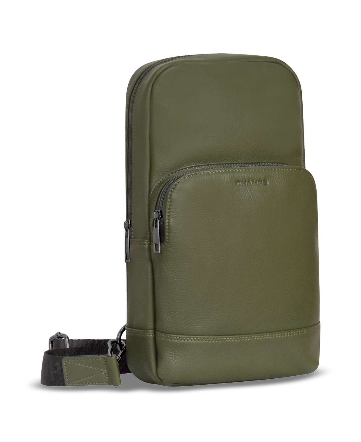 Champs Onyx Leather Sling Bag In Khaki