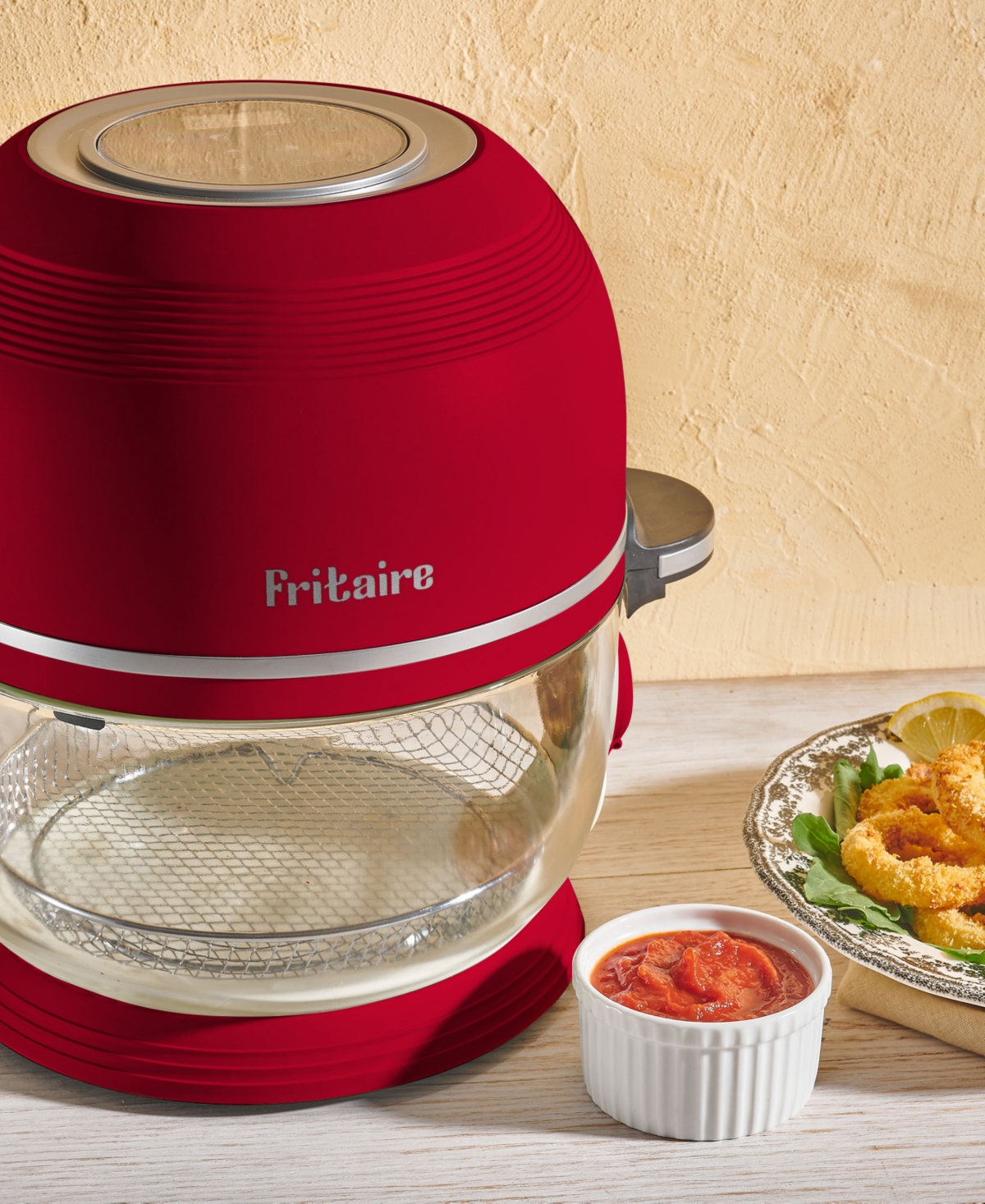Fritaire Self Cleaning Glass Bowl Air Fryer Set, 4 Piece In Cherry