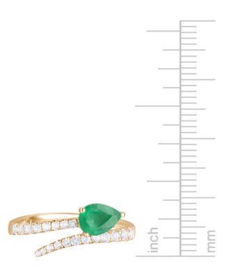 Emerald (5/8 ct. t.w.) & Diamond Bypass Ring (1/3 ct. t.w.) in 14k Yellow Gold (Also Available in Ruby & Sapphire)