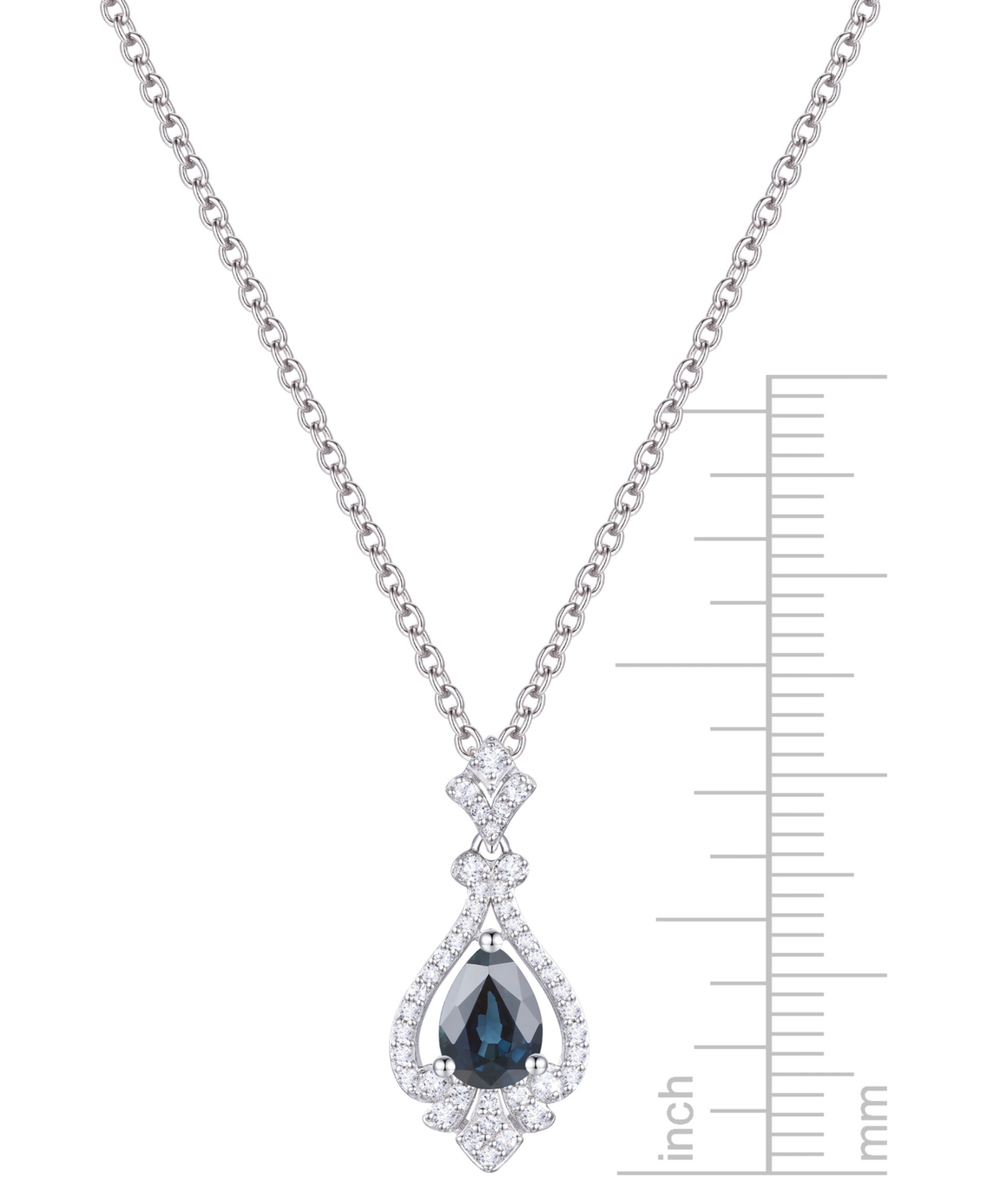 MACY'S EMERALD (5/8 CT. T.W.) & DIAMOND (1/5 CT. T.W.) PEAR HALO 18" PENDANT NECKLACE IN 14K GOLD (ALSO IN  