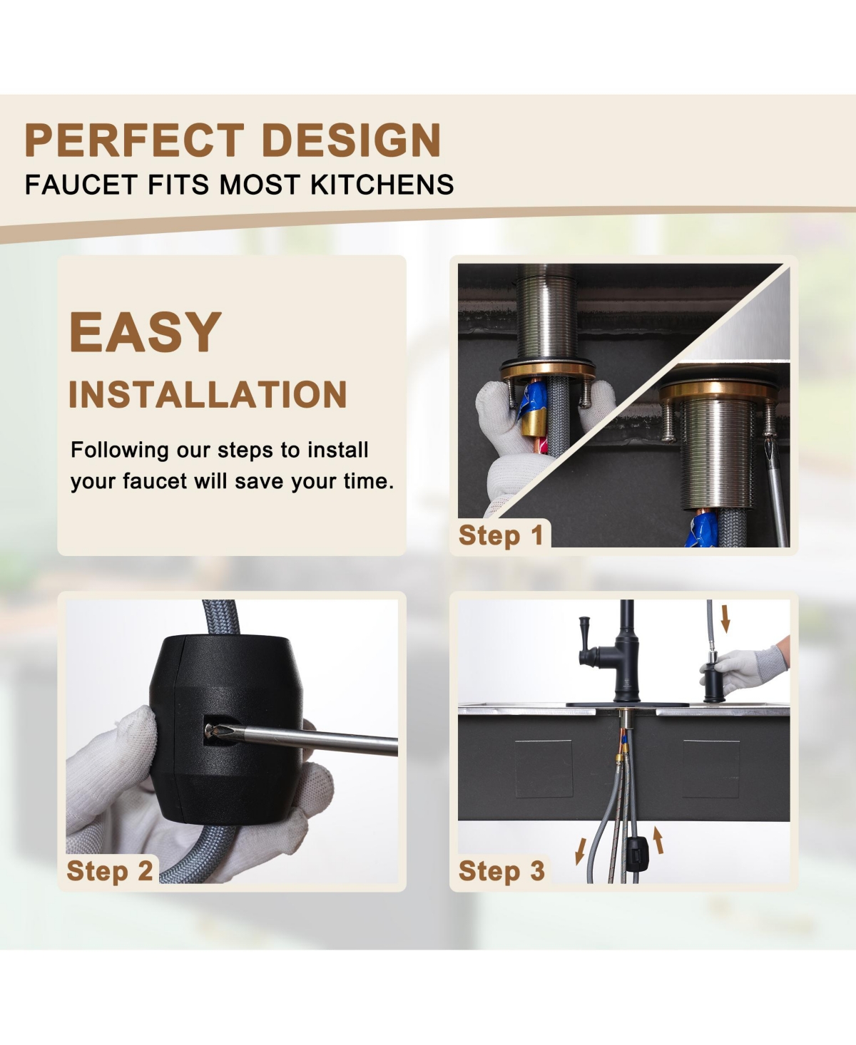 Casainc 1.8 Gpm Single-Handle Pull-Down Kitchen Faucet Single Hole Faucet