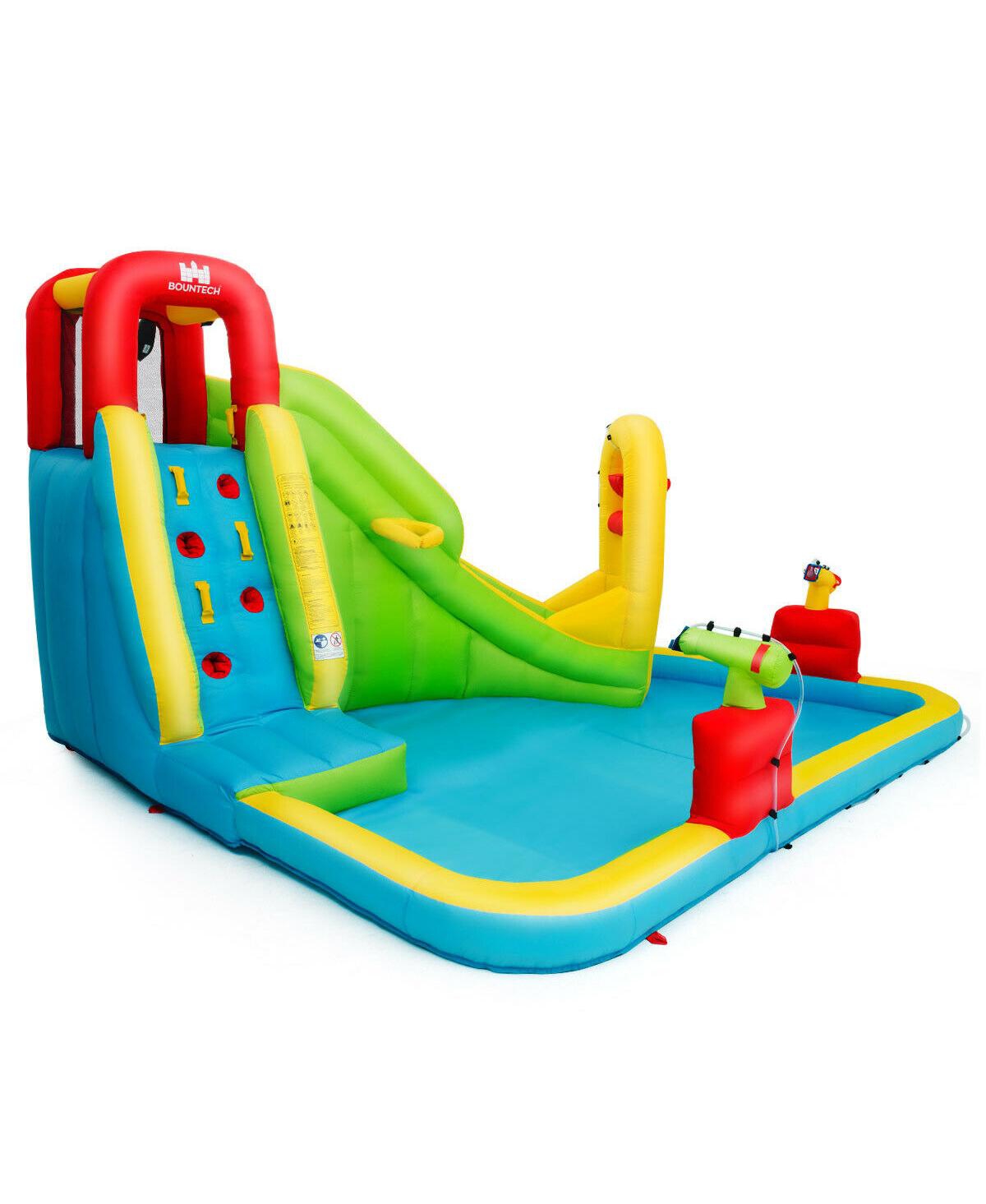 Gymax Outdoor Inflatable Splash Water Bounce House Jump Slide w/Blower - Multi-color