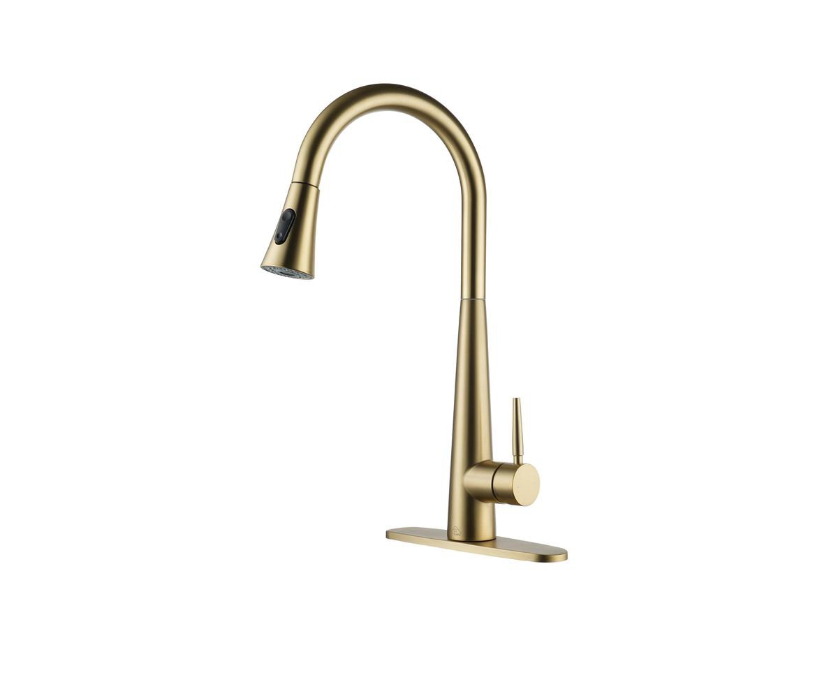 1.8 Gpm Single-Handle Pull-Down Kitchen Faucet Single Hole Faucet - Brushed gold