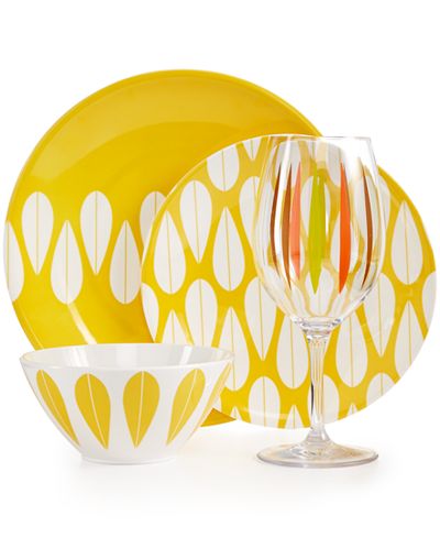 Dansk The Burbs Collection Melamine Sunflower Yellow Dinnerware Collection