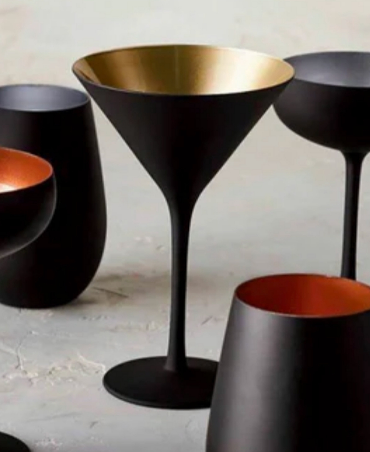 Stolzle Lausitz Olympia Martini Glasses, Set Of 2 In Black With Gold