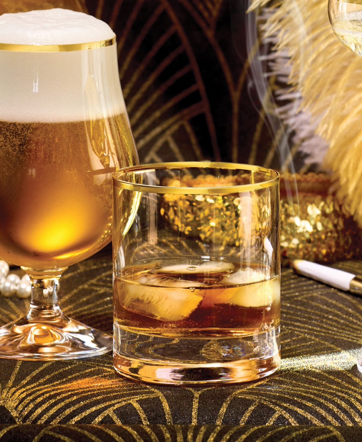 Stolzle Lausitz Cabaret Whiskey Single Old Fashioned Glasses, Set Of 4 In Crystal With Gold Rim