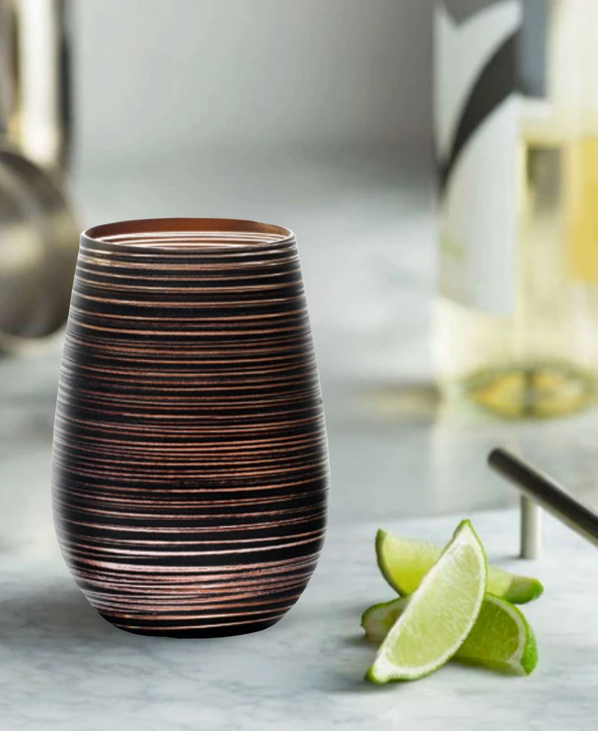 Stolzle Lausitz Olympia Twister Tumblers, Set Of 2 In Black With Bronze
