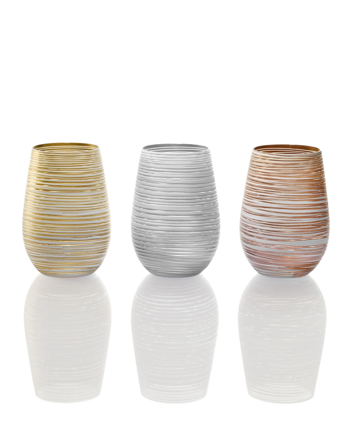 Stolzle Lausitz Olympia Twister Tumblers, Set Of 2 In White With Bronze