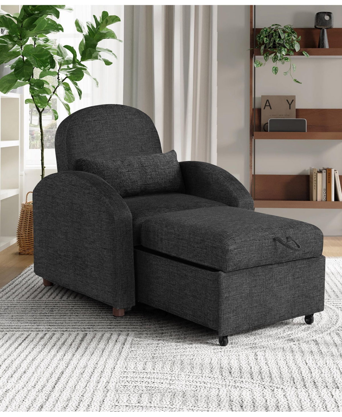 Serta 35.2" Polyester Toluca Convertible Chair In Black
