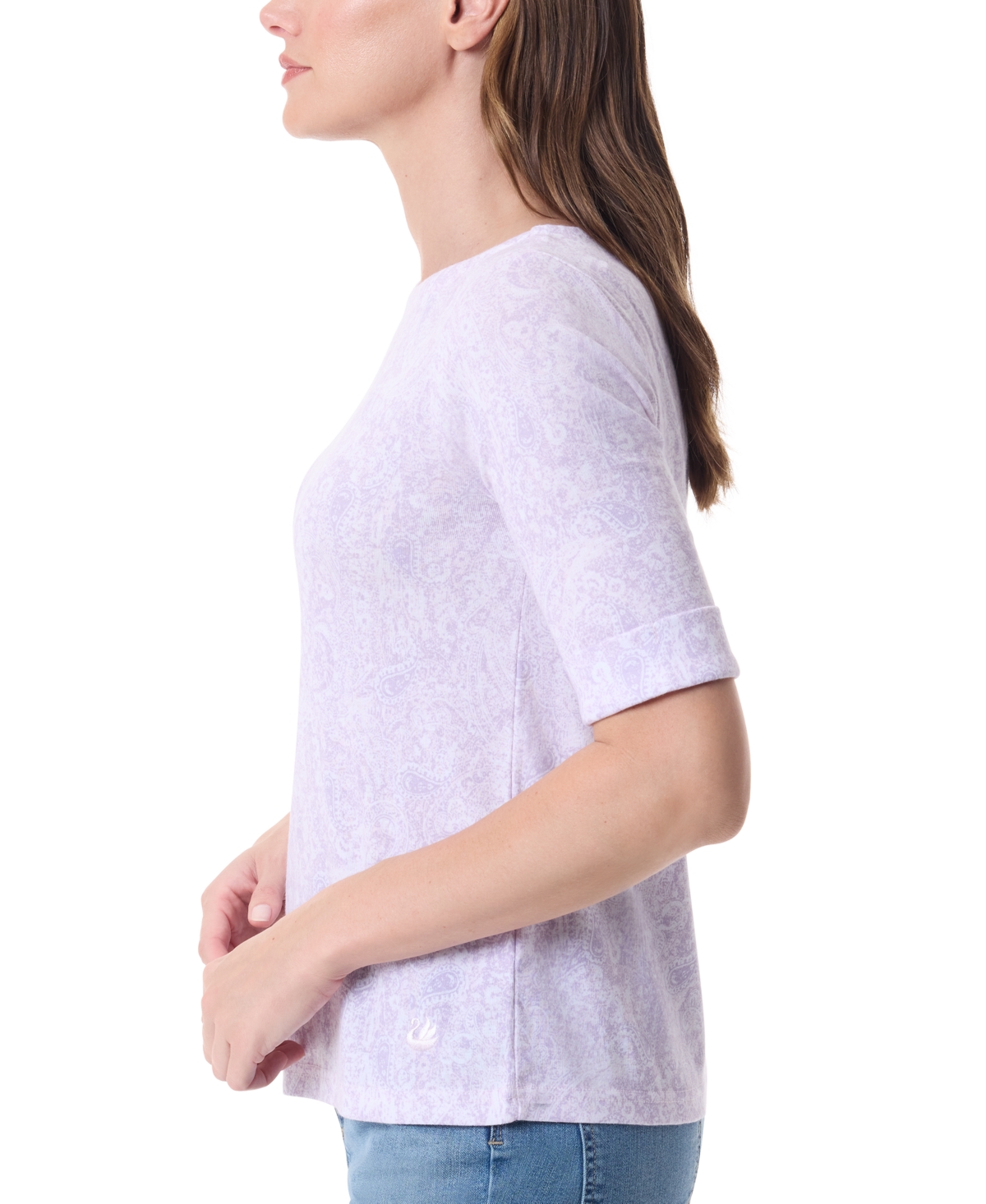 Gloria Vanderbilt Women's Alanis Printed Cuffed-sleeve T-shirt