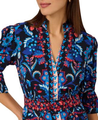 by Adrianna Papell Women's 3/4-Sleeve Belted Fit & Flare Dress