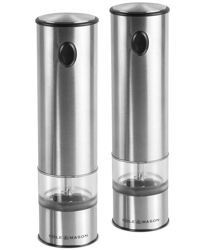 Cole & Mason Battersea Stainless Steel Electronic Salt and Pepper Mill Gift Set, 21 cm
