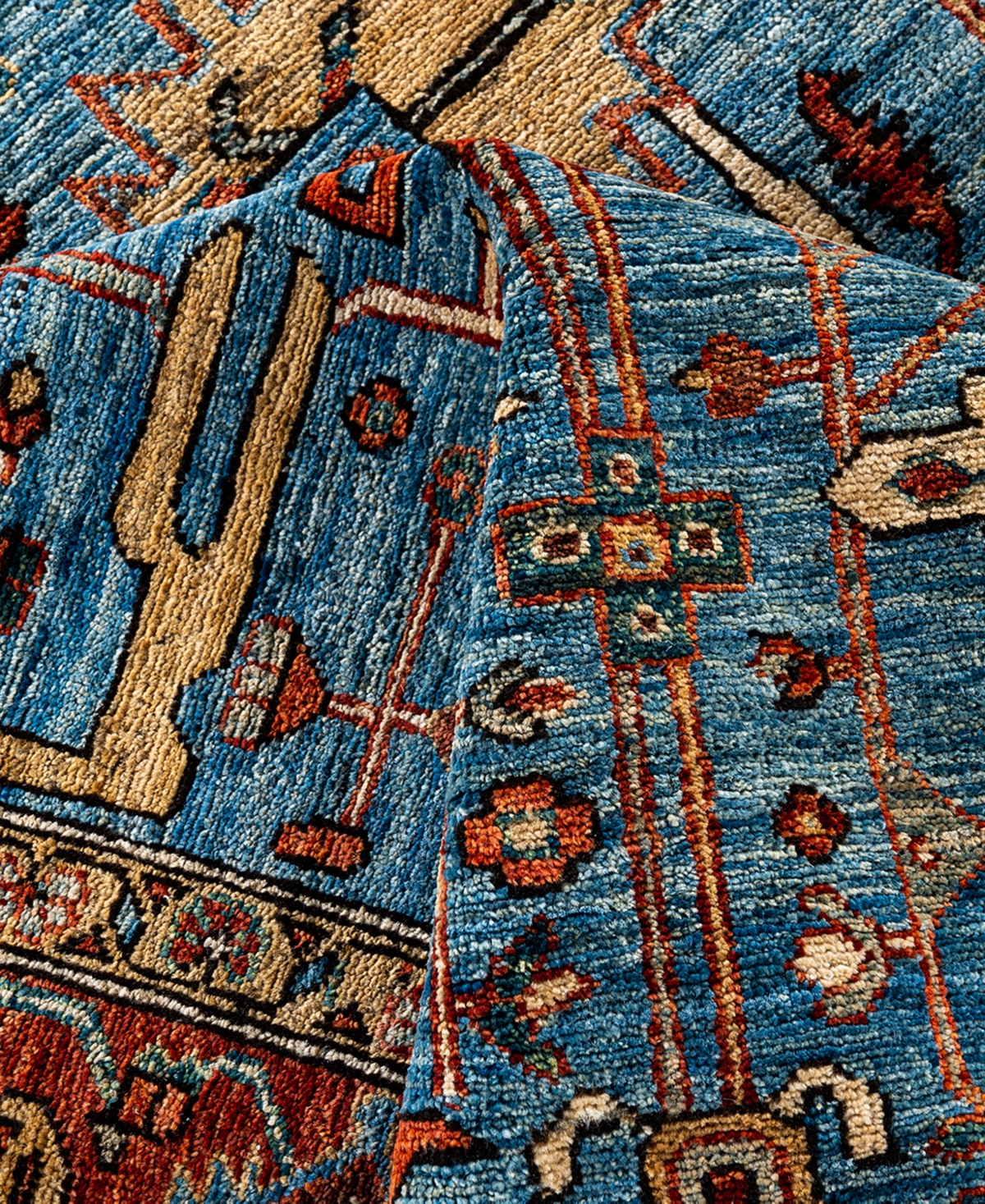 Adorn Hand Woven Rugs Serapi M1999 6'1"x8'9" Area Rug In Light Blue