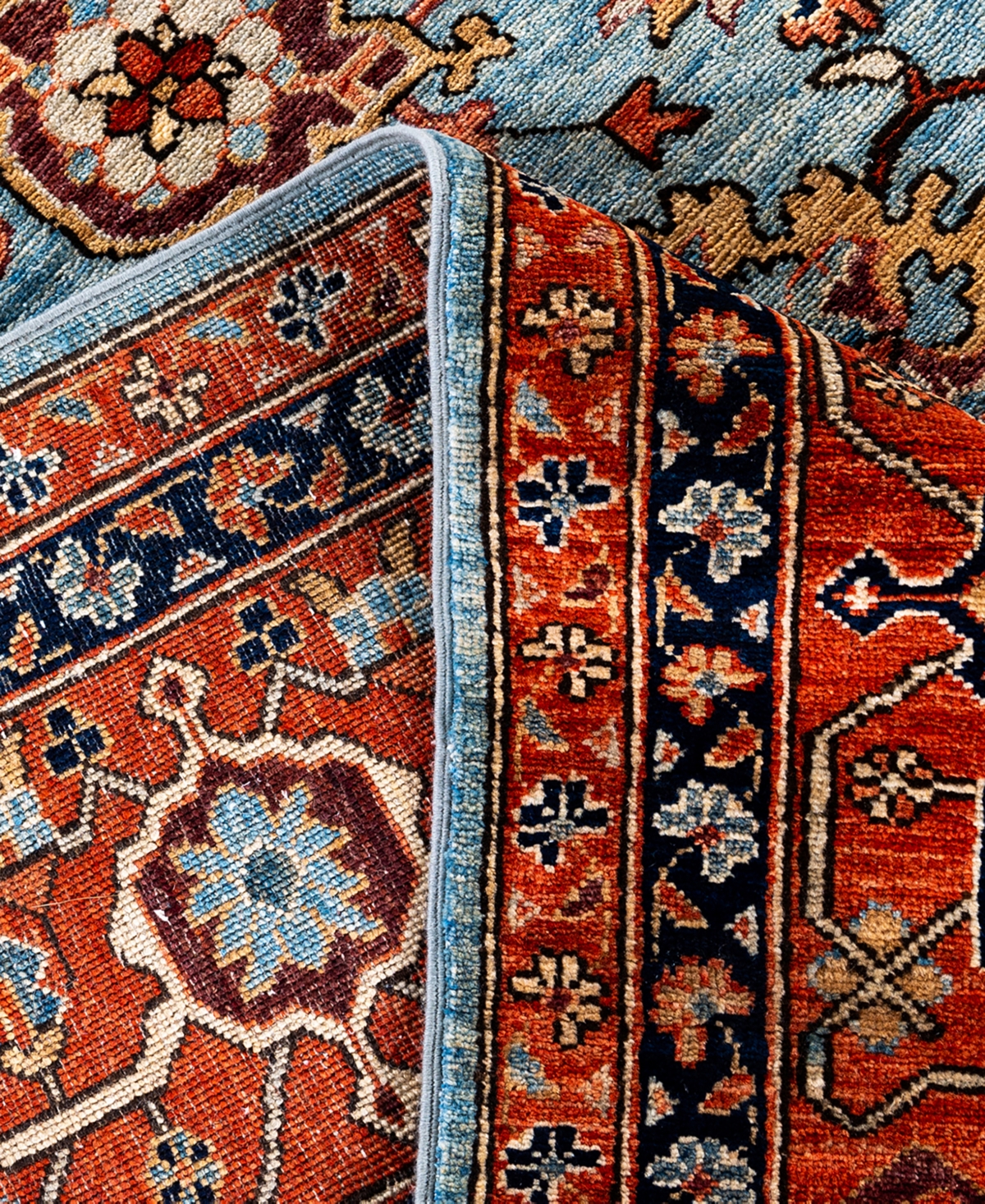 Adorn Hand Woven Rugs Serapi M1999 8'11"x11'9" Area Rug In Light Blue