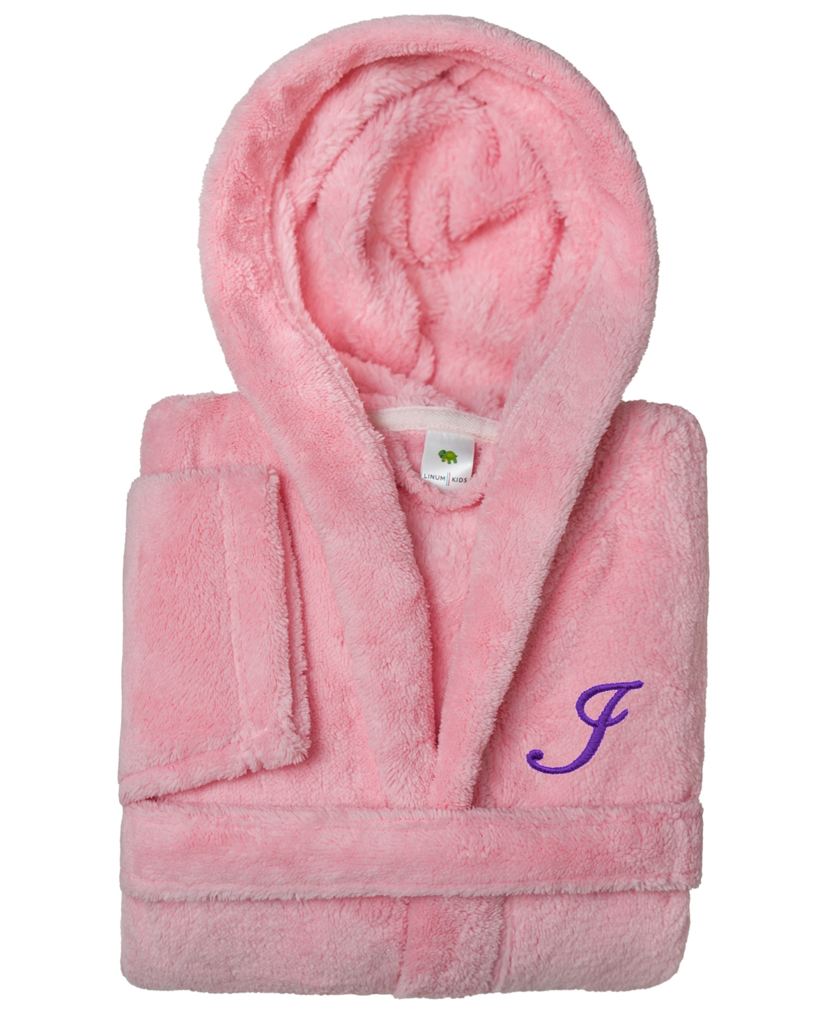 Linum Home Personalized Kids Super Plush Hooded Bathrobe In Pink