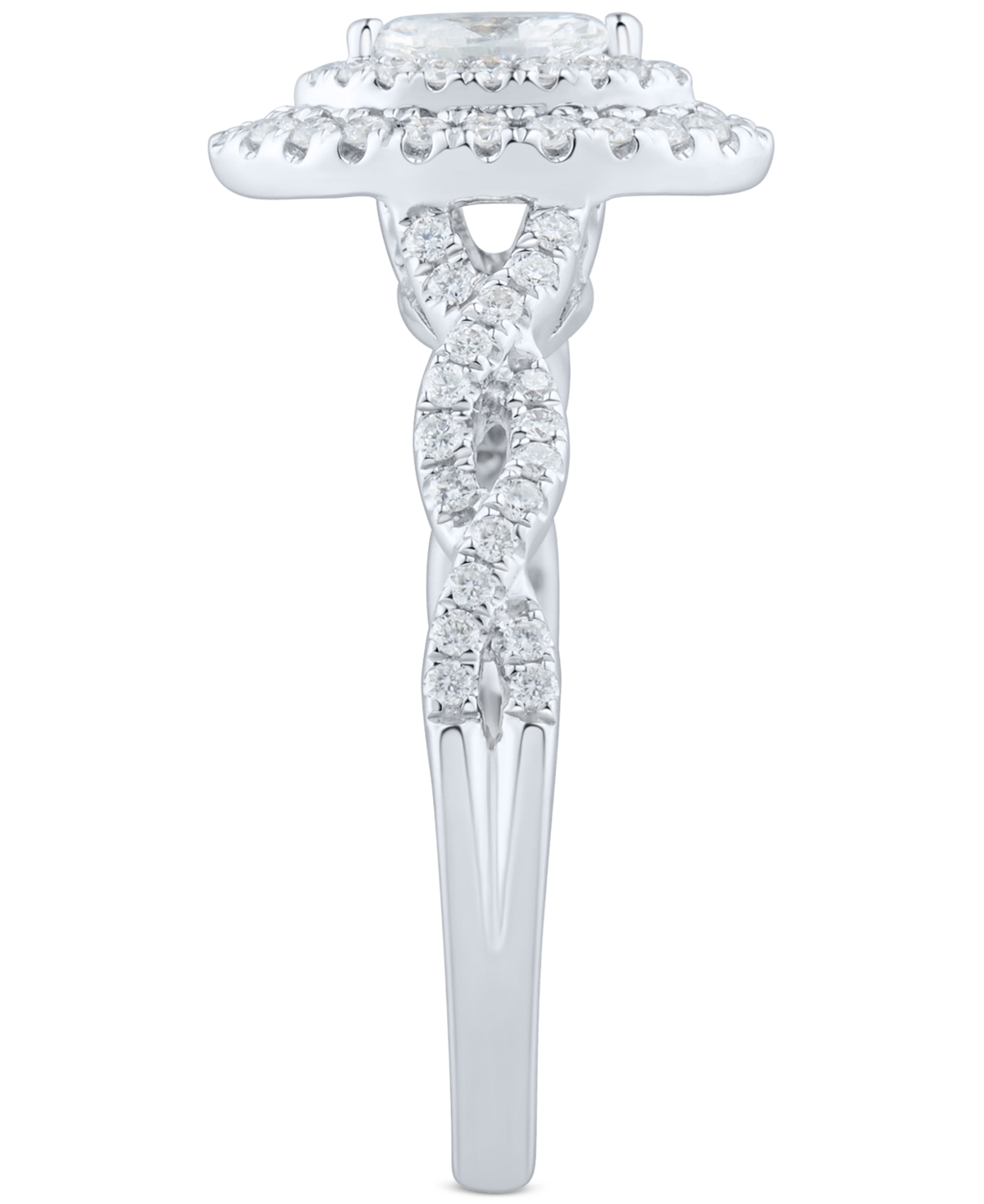 Macy's Diamond Marquise Double Halo Engagement Ring (1/2 Ct. T.w.) In 14k White Gold In White Gold