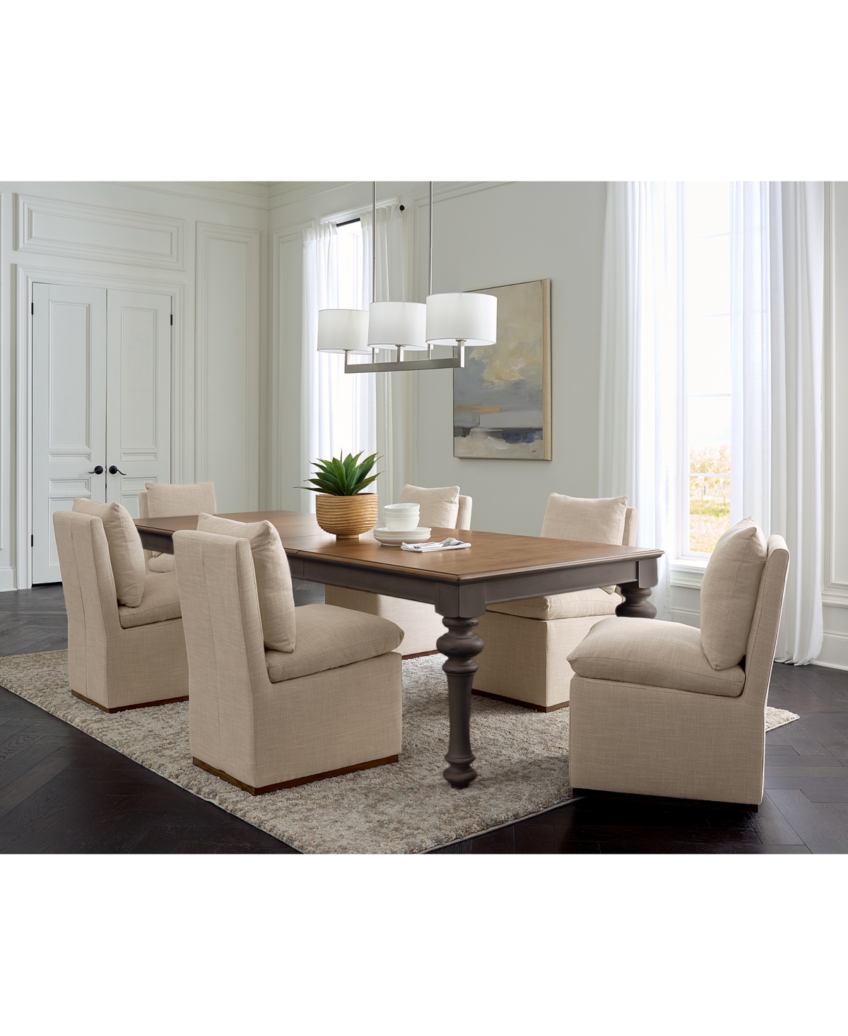 Macy's 7 Pc. Set (mandeville Rectangular Dining Table & 6 Kenity Ii Side Chairs), Created For  In Brown