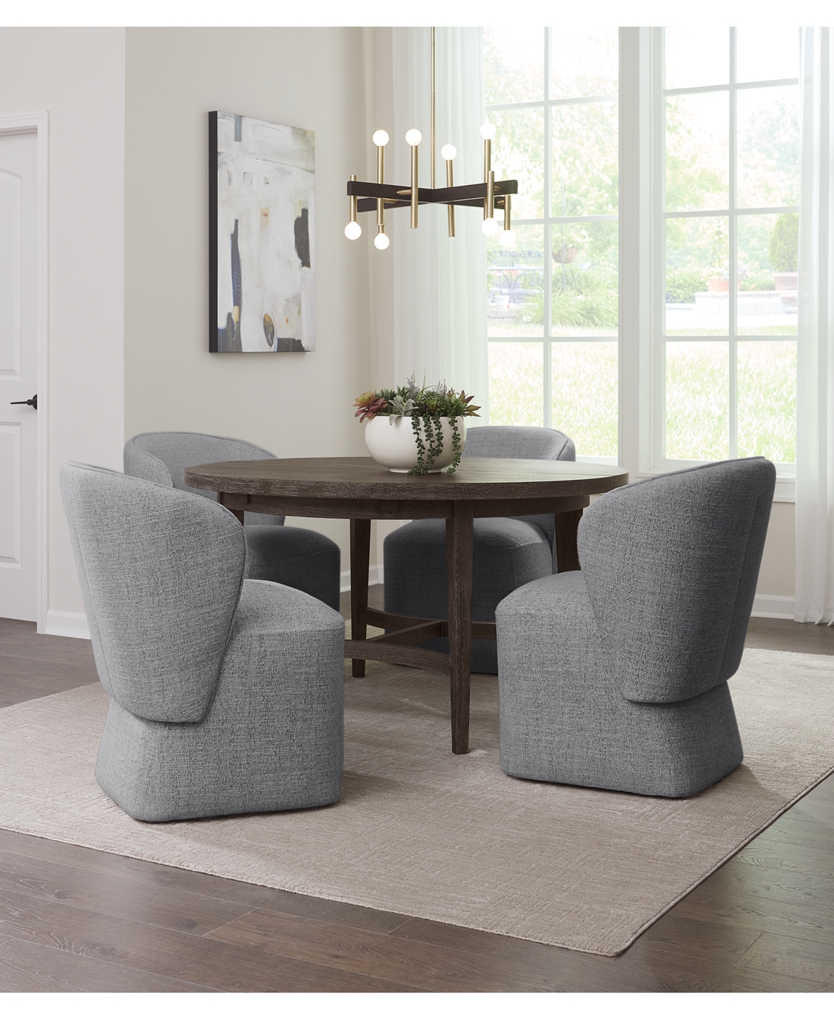 Macy's 5 Pc. Set (griffith Round Dining Table & 4 Dimova Chairs), Created For  In Grey
