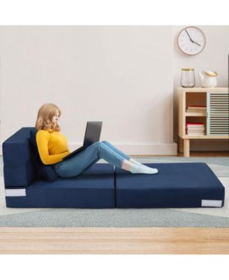 Folding Sofa Bed, Foldable Couch Bed with Pillow, Convertible Sleeper Chair Folding Sofa Mattress, Futon Floor Couch with Memory Foam Washable Cover for Living Room/Bedroom/Guest, Single Size