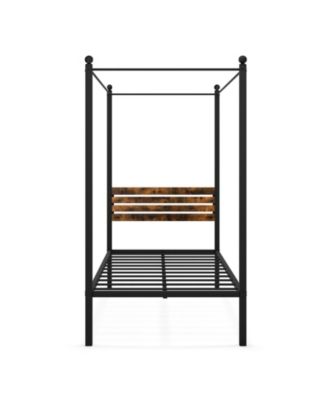 Twin Size Canopy Bed Frame with Under Bed Storage