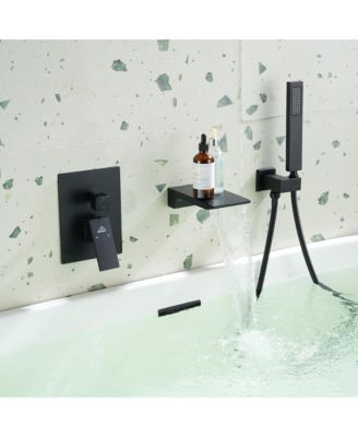 Doux Wall Mounted Waterfall Tub Spout with Diverter and Handheld Shower Head