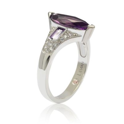 Sterling Silver Purple Marquise Cubic Zirconia Ring