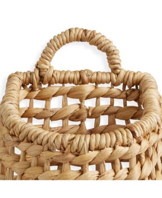 Water Hyacinth Boho Planter Accent Open Weave Wall Hanging Basket