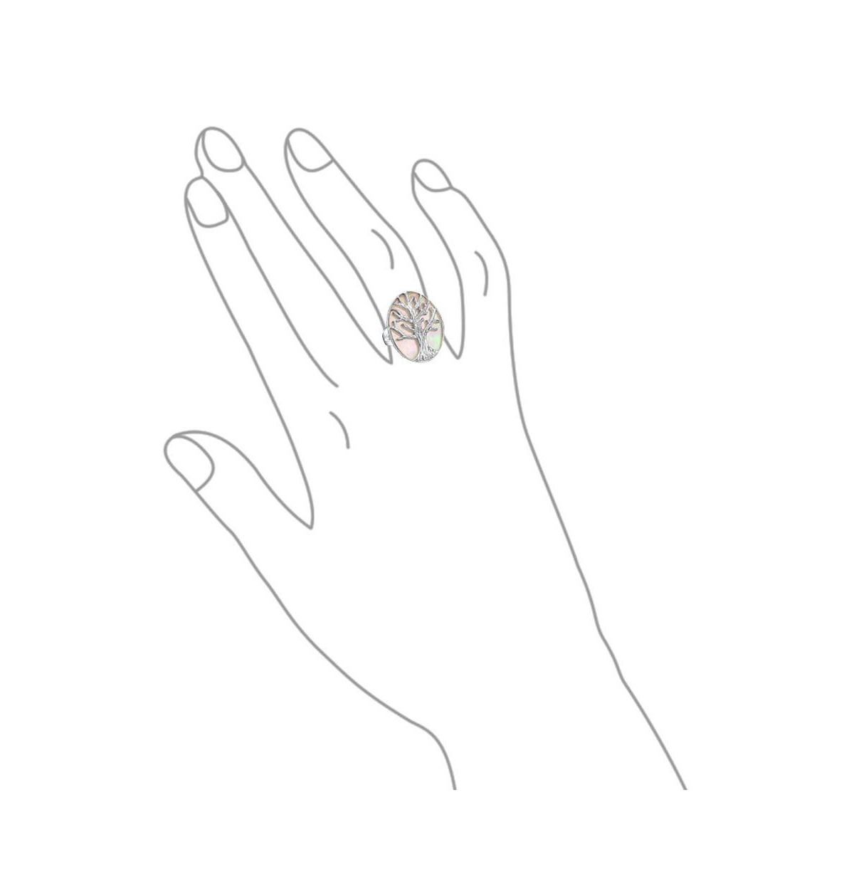 Bling Jewelry Large Statement Iridescent Oval Abalone RainbowMother of Pearl Family Wishing Tree Of Life Ring For Women Wife .925 Sterling Silv