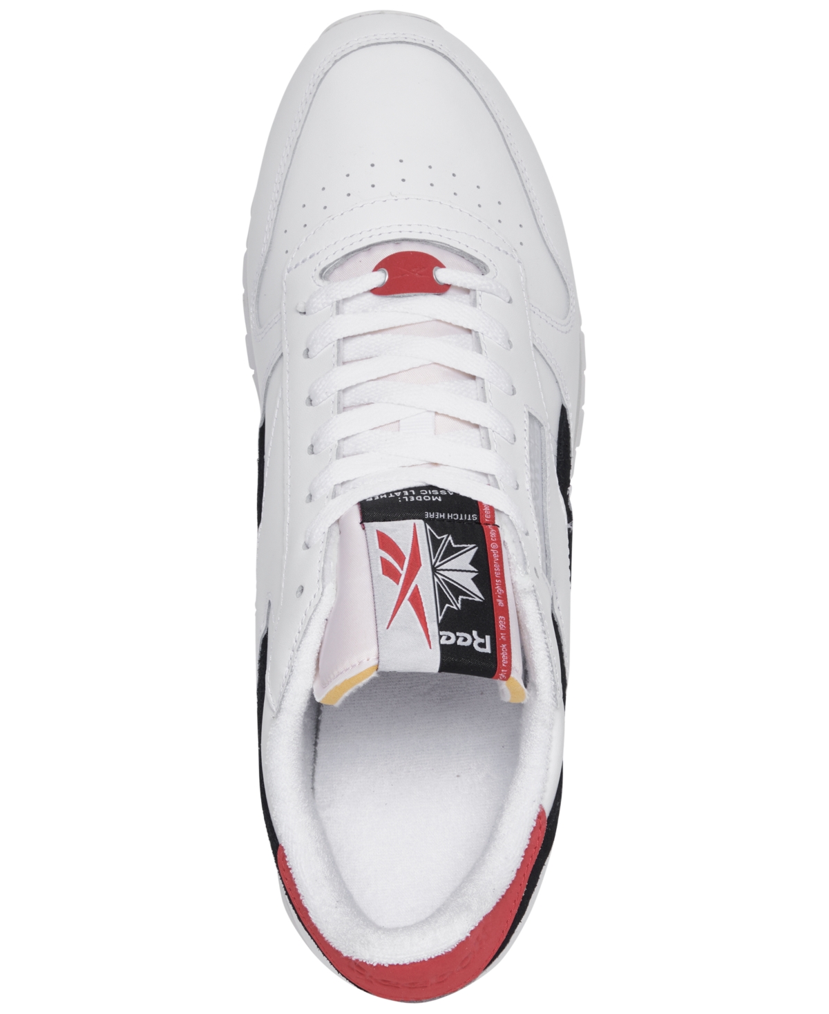 Reebok Men's Classic Leather Casual Sneakers from Finish Line - Black, Red