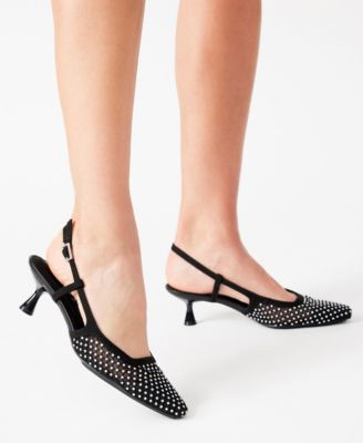 Women's Thia Rhinestone Mesh Slingback Pumps