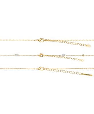 Cubic Zirconia and Mother of Pearl Bow Layered Pendant Necklace Set