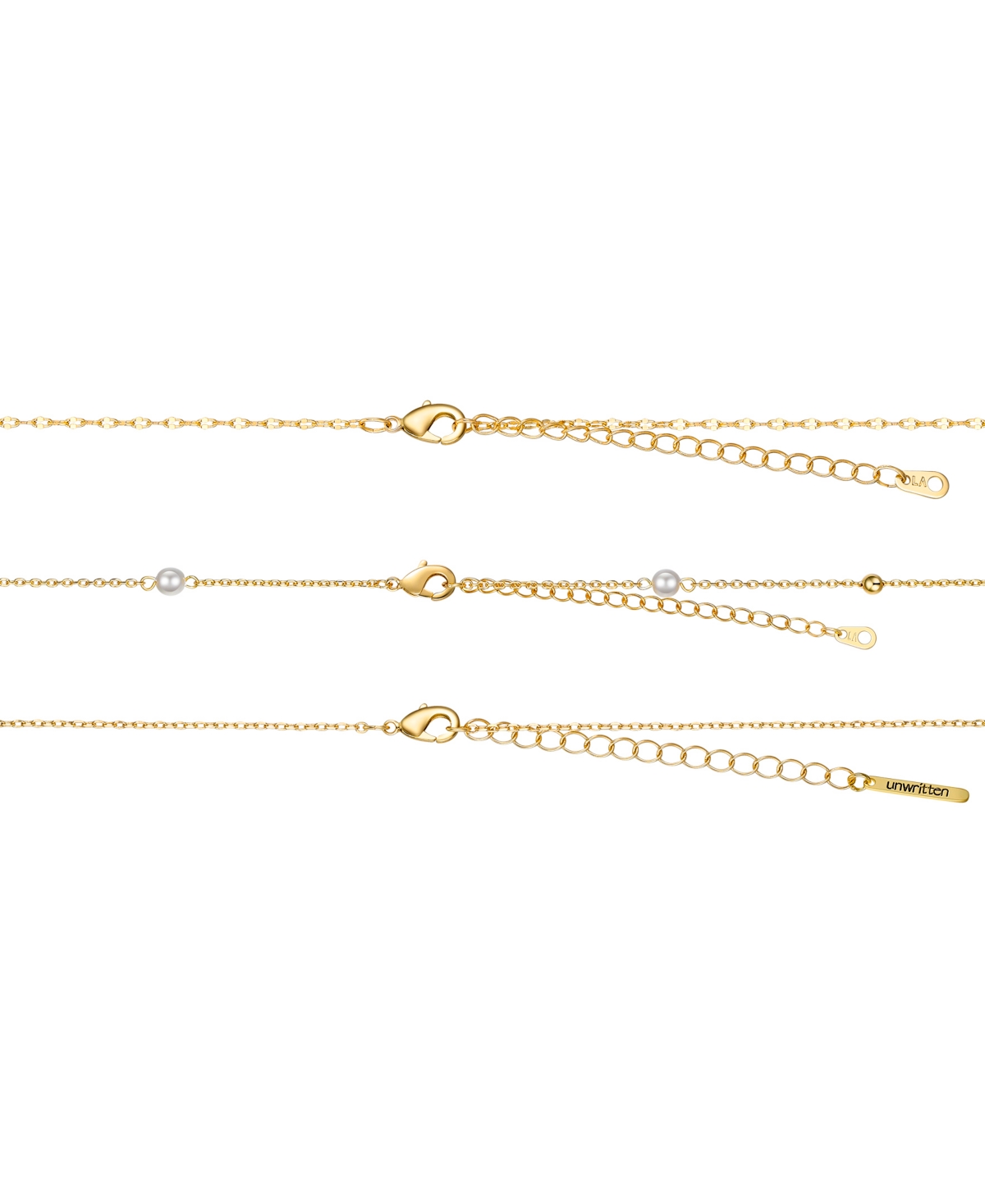 Unwritten Cubic Zircoina And Mother Of Pearl Bow Layered Pendant Necklace Set In Gold