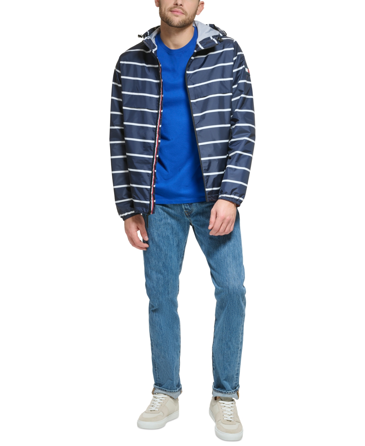Tommy Hilfiger Men's Stretch Hooded Zip-Front Rain Jacket