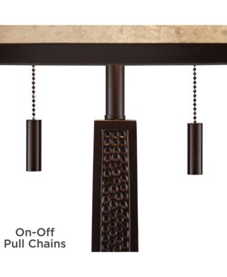 Rustic Western 66" Tall Standing Floor Lamp Column Pull Chain Bronze Metal Living Room Bedroom House Reading Office Home Decor Cabin Oak Leaves Mica Shade (Colors May Vary)