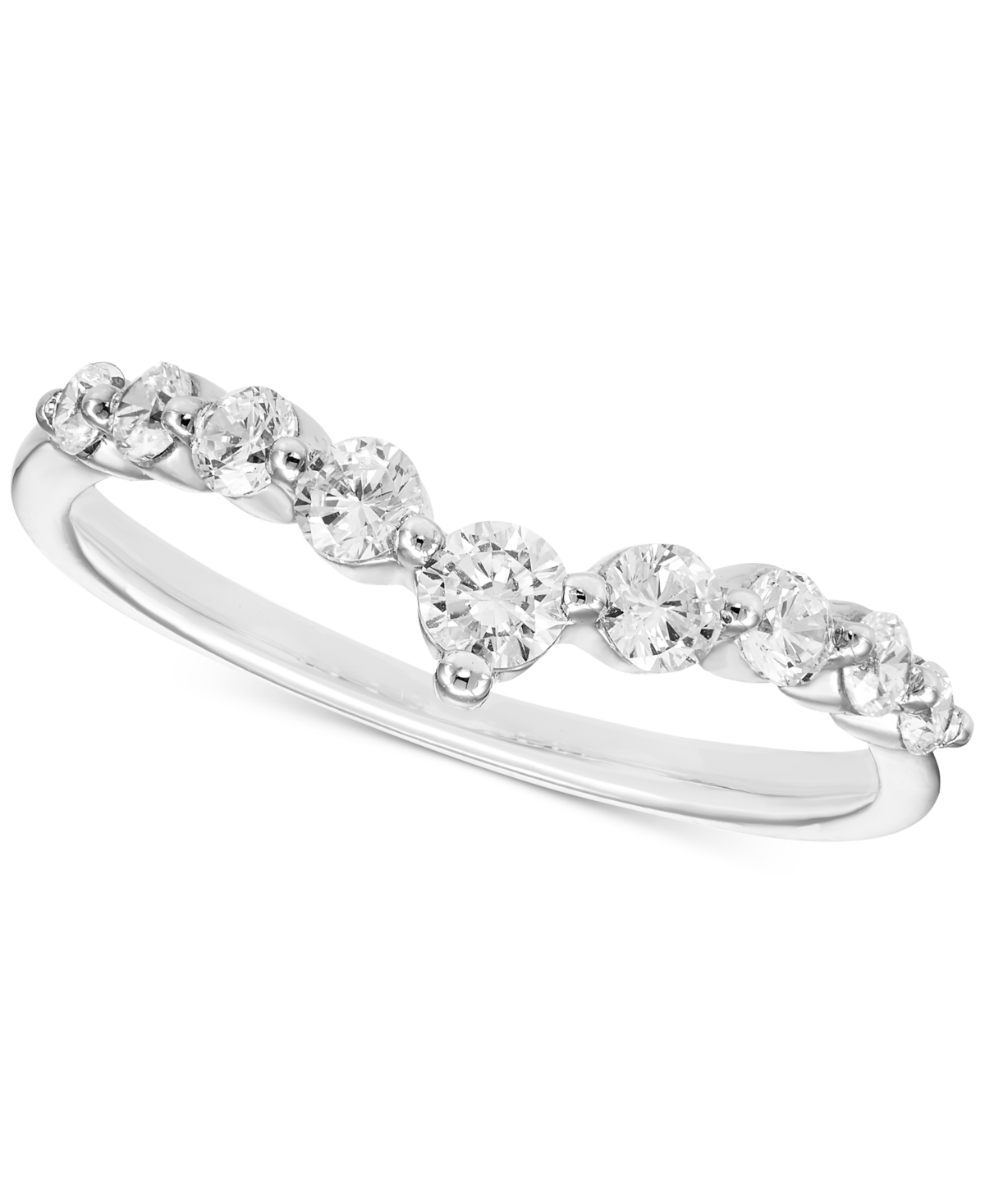 Macy's Diamond V-shape Contour Ring (1/2 Ct. T.w.) In 14k White Gold In White Gold
