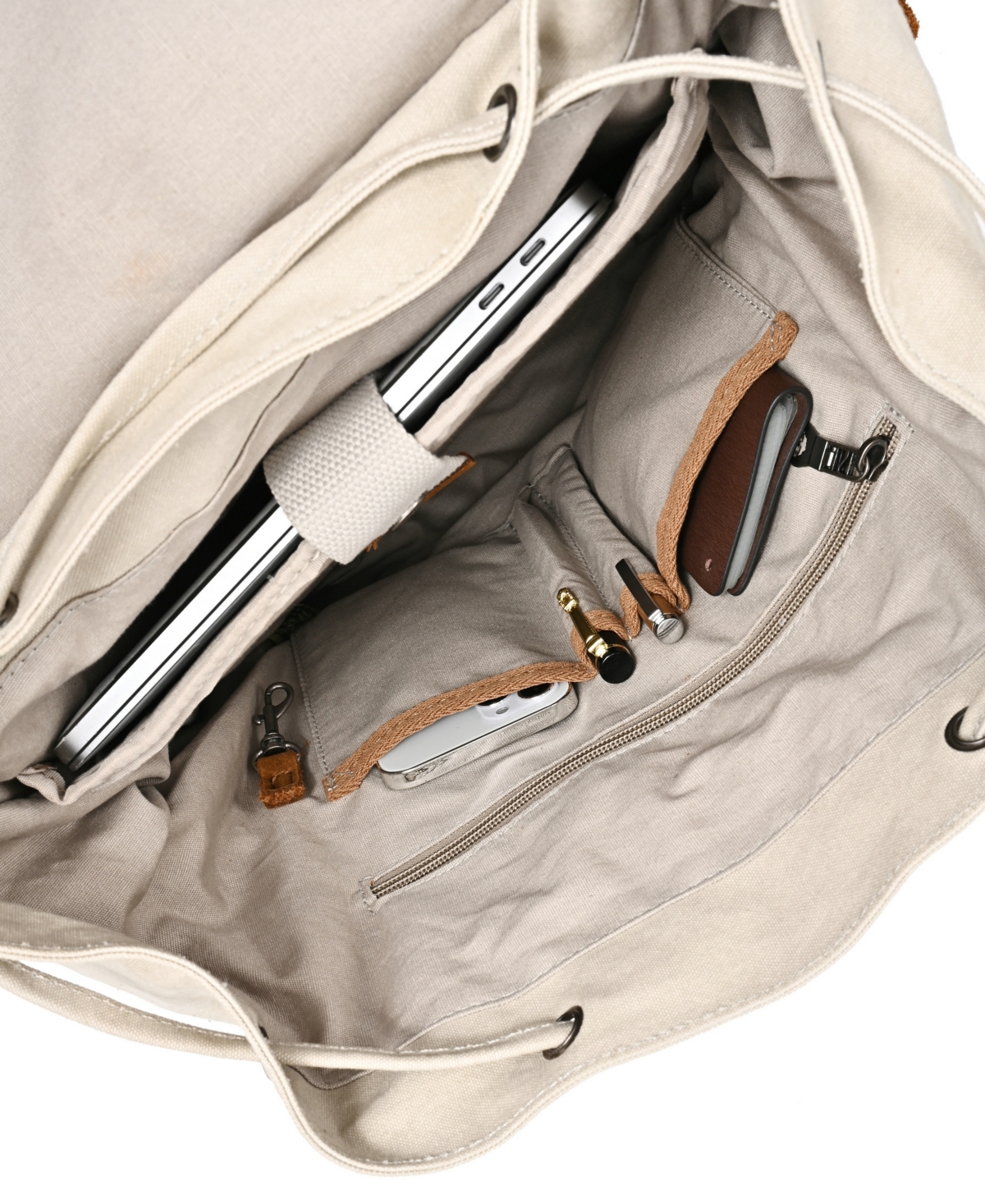 Shop Tsd Brand Milo Canvas Backpack In Ivory