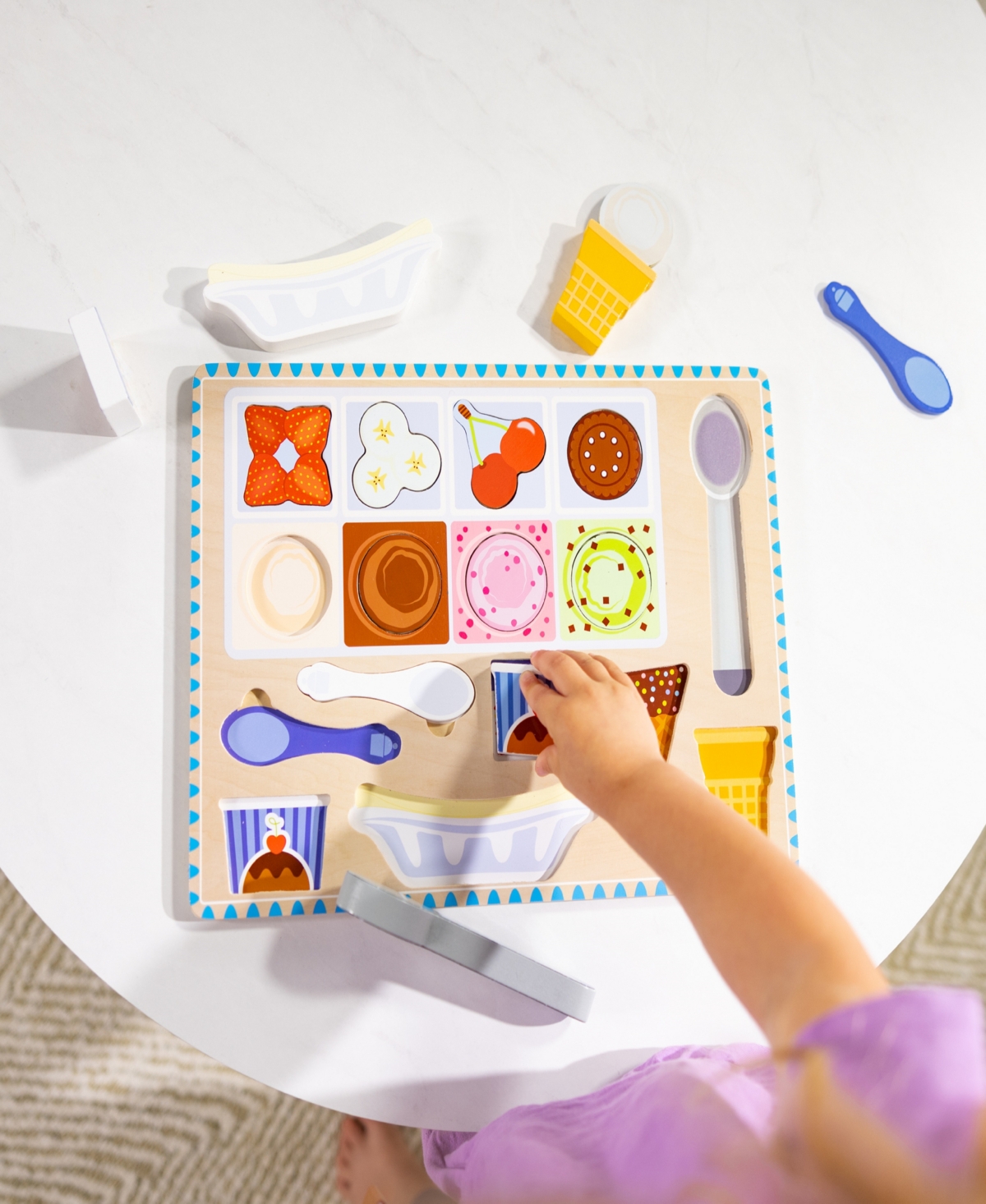 Melissa & Doug Wooden Magnetic Ice Cream Puzzle & Play Set In Multi-color