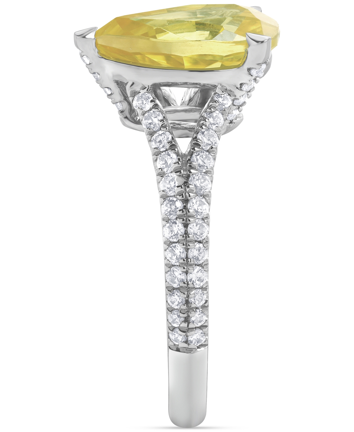 Badgley Mischka Igi Certified Lab Grown Yellow Diamond Pear-shaped Engagement Ring (2-3/8 Ct. T.w.) In 14k White, Ye In White Gold